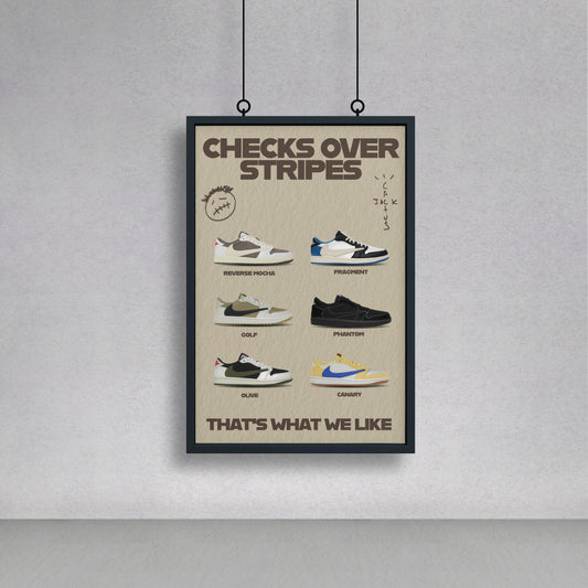Travis Scott Sneakers - Checks Over Stripes (eg)