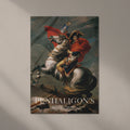 Penhaligon's advertisement with a classical painting of a man on horseback on a light gray background